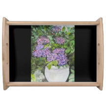 Plateau de service Fleurs d'Hortensia