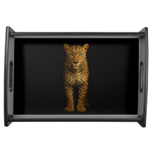 Plateau de service Noir 4 Luxe, Majestic Leopard