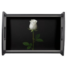 Plateau de service Noir 4 Luxe, Rose Blanche Pure