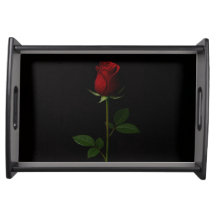 Plateau de service Noir 4 Luxe, Rose Rouge Velours