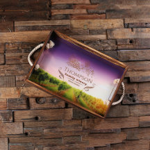 Plateau de service paysager unique gravé