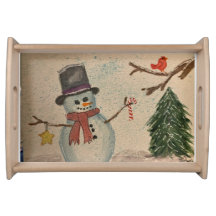 Plateau de service Snowman et Cardinal