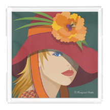 Plateau de vanité acrylique. A Bee in Her Bonnet.