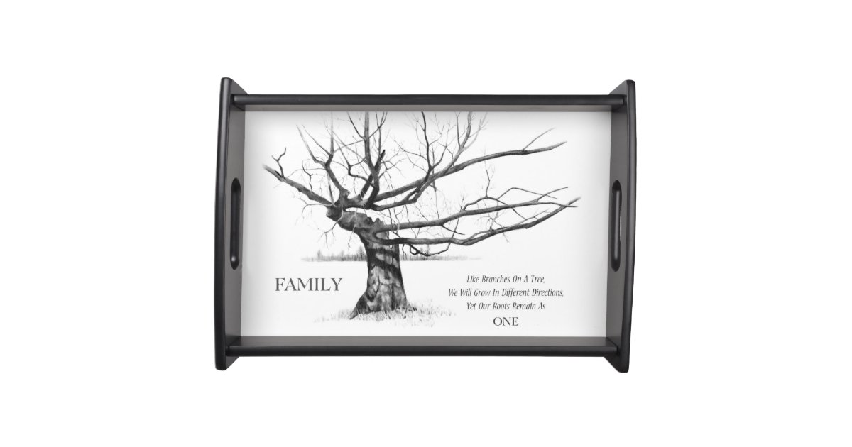 Plateau Dessin D Arbre Noueux Citation De Famille Zazzle Fr