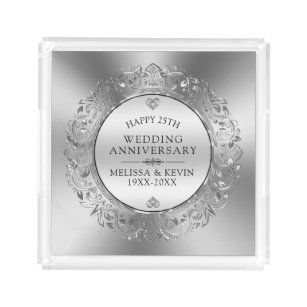 Plateaux Anniversaire Noces D Argent Zazzle Fr