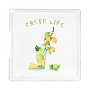 Plateau En Acrylique Jus de citron frais Cool Boire Lemonade Summer Par