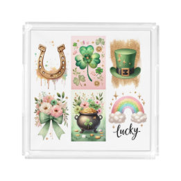 Plateau En Acrylique Symboles chanceux, Bac acrylique St. Patrick's Day