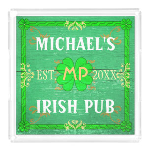 Plateau En Acrylique Vert irlandais de Pub de barre à la maison
