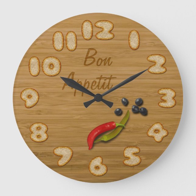 Plateau en bois avec tranches de pain - Horloge de (Recto)