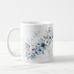 Plateau en bois floral élégant et ensemble de mug