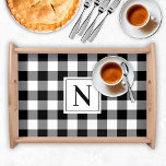 Plateau Ferme Noir En vichy Vérifier Monogramme Plaid<br><div class="desc">Un plateau de service de style ferme neutre est doté d'un motif traditionnel classique, moderne, en noir et blanc en vichy chèque plaid avec un modèle de lettre initiale monogramme de famille personnalisée. Notez que le texte noir et la couleur arrière - plan peuvent être customisés pour correspondre à votre...</div>