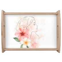 Fille aux yeux fermés avec de l'eau-fleur-aquarell