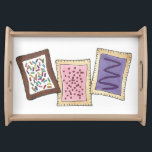 Plateau Pâtisseries grille-pain Petit-déjeuner Pâtisserie<br><div class="desc">Le design présente une illustration originale d'une rangée de pâtisseries chaudes au petit-déjeuner, recouvertes de glaçage et d'arroses. Idéal pour votre gourmet préféré ! Cette conception est également disponible sur d'autres produits. Beaucoup de modèles supplémentaires sur le thème de la nourriture disponibles. Ne vois-tu pas ce que tu cherches ?...</div>