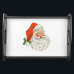 Plateau Rétro Vintage Jolly Santa Claus de Christmas<br><div class="desc">Plateau de service avec une photo festive rétro. Le vieux Père Noël Jolly avec ses joues rousses et son sourire chaleureux et amical. Un peu de nostalgie de l'ancienne école pour les vieux temps,  cette image rappelle les souvenirs des célébrations du passé de Noël.</div>