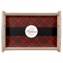 Rouge tartan Noël plaid hiver motif Monogramme