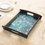 Plateau Van Gogh Almond Blossoms Dark Turquoise<br><div class="desc">Artiste : Vincent Van Gogh Titre : Les fleurs d'amandes ont modifié la couleur</div>