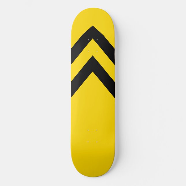 Plateforme de skateboard à chevrons jaunes et noir (Recto)
