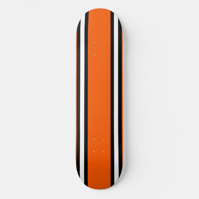 Plateforme de skateboard rayée orange noir et blan (Recto)