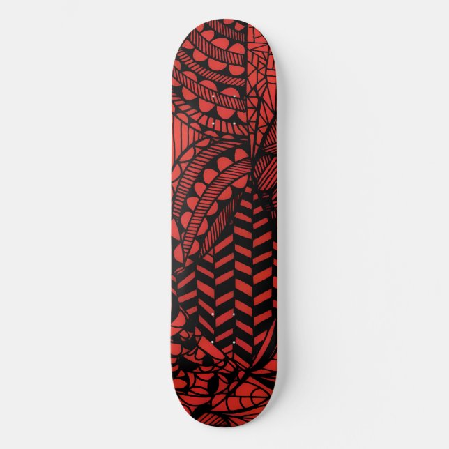 Plateforme de skateboard "Rouge Géométrique" (Recto)