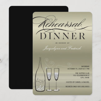 Platinum Champagne Répétition Diner Invitation de