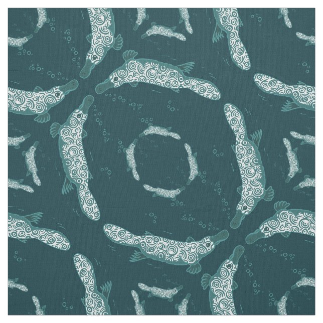 Platypus nager turquoise tissu circulaire motif (Échantillon)