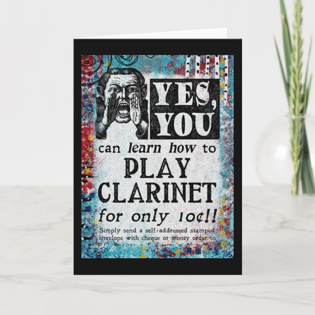 Play Clarinet Carte de voeux - Drôle Annonce Vinta (Devant)