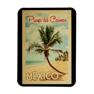 Playa del Carmen Magnet Palm Tree Vintage voyage