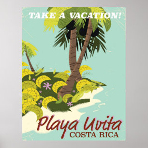 Playa Uvita, affiche de voyage de plage au Costa R