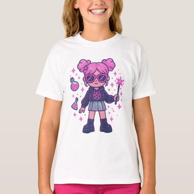 Playera Kawaii Pink Witchy – Cute Magical T-shirt (Devant)