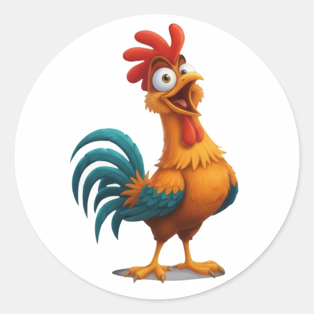 Playful Happy Rooster Sticker (Devant)