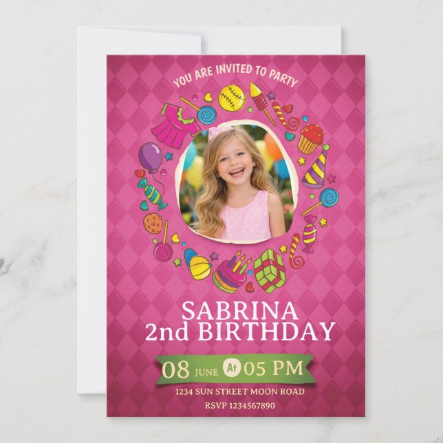 Playful Kids Birthday Invitation – Doodle Party (Devant)
