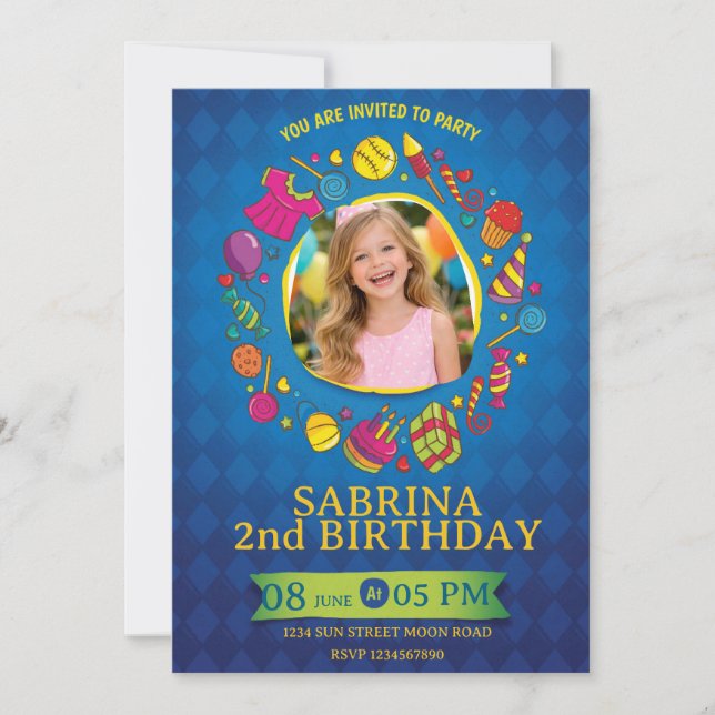 Playful Kids Birthday Invitation – Doodle Party (Devant)