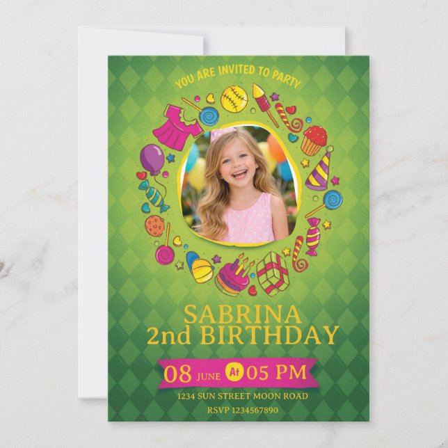 Playful Kids Birthday Invitation – Doodle Party (Devant)
