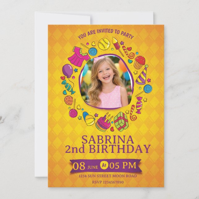Playful Kids Birthday Invitation – Doodle Party (Devant)