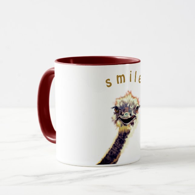 Playful Mug with Happy Ostrich - Smile (Devant gauche)