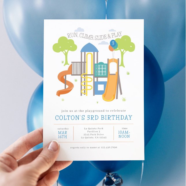 Playground Party au parc Invitation d'anniversaire (Party in the Park Playground Birthday Invitation)