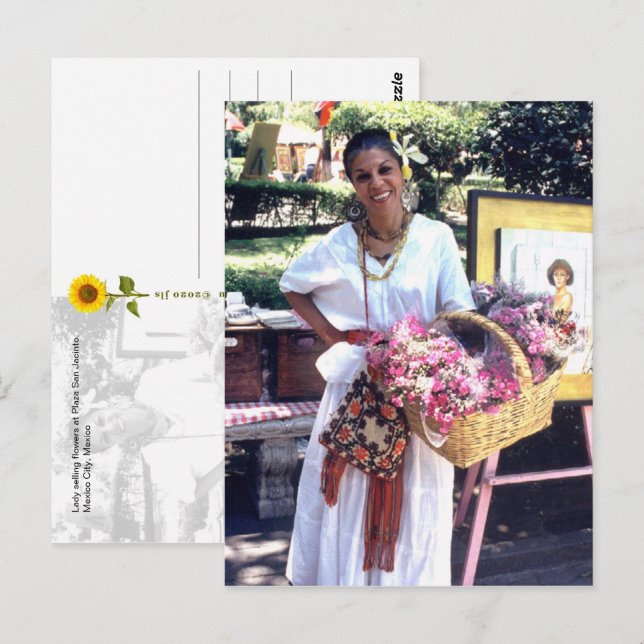 Plaza San Jacinto Flower Lady - Carte postale V (Devant / Derrière)