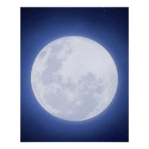 Pleine lune Blue Aura Glossy Poster