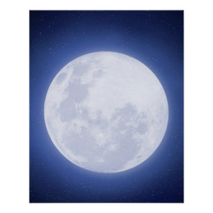 Pleine lune Blue Aura Glossy Poster