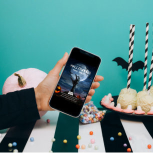 Pleine lune & Bony Halloween Halloween Invitation