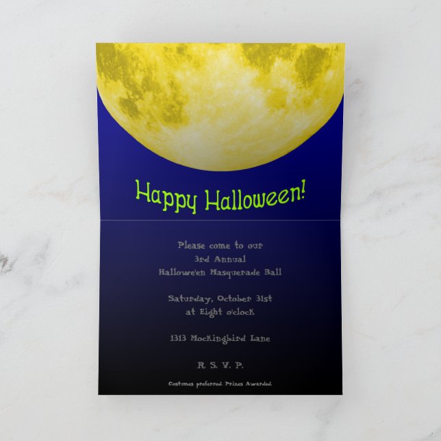 Pleine lune Carte d'invitation Halloween (Intérieur)
