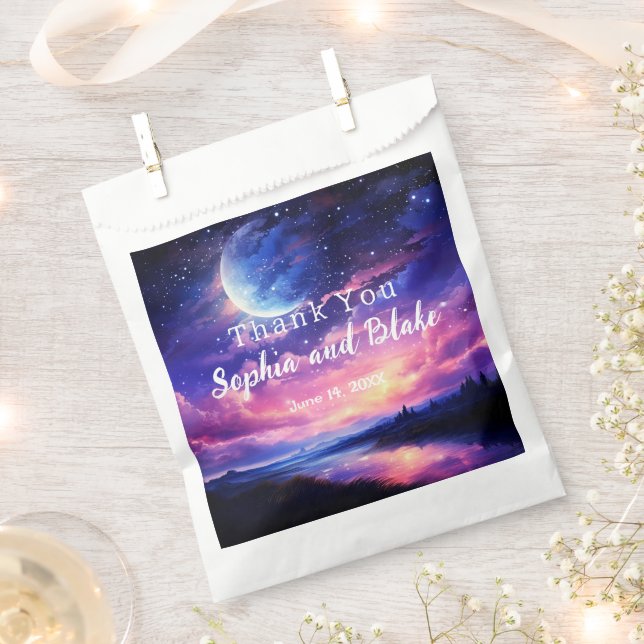Pleine lune Céleste Étoiles Mariage Faveur Sacs (Coupé)