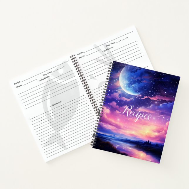 Pleine lune céleste Stars Nuages Recette Livre (Intérieur)