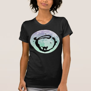 Pleine lune et chat O Monogramme initial T-shirt