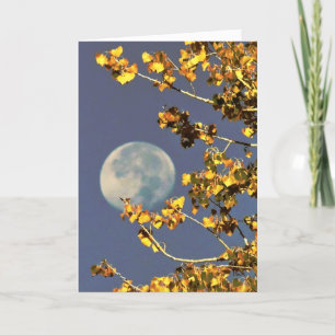 Pleine lune et Feuilles d'automne Carte de voeux