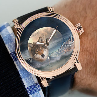 Pleine lune Imaginaire Paysage Montre Wolf