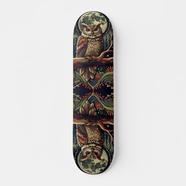 Pleine lune Mystical Night Owl Skateboard (Devant)