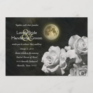 Pleine lune White Ghost Roses Faire-part de mariag