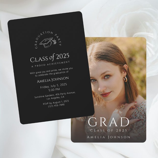Pleine photo Moderne Graduation Party Invitation (Full Photo Graduation Party Invitation)