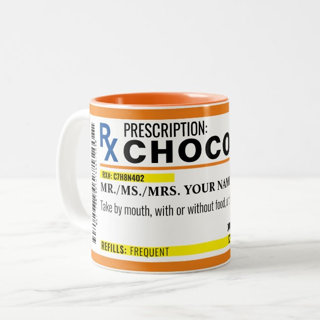 PLEINEMENT ÉDITABLE Prescription Chocolat Mug (Devant gauche)